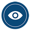 White eye on in blue circle