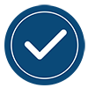 White check mark on blue circle